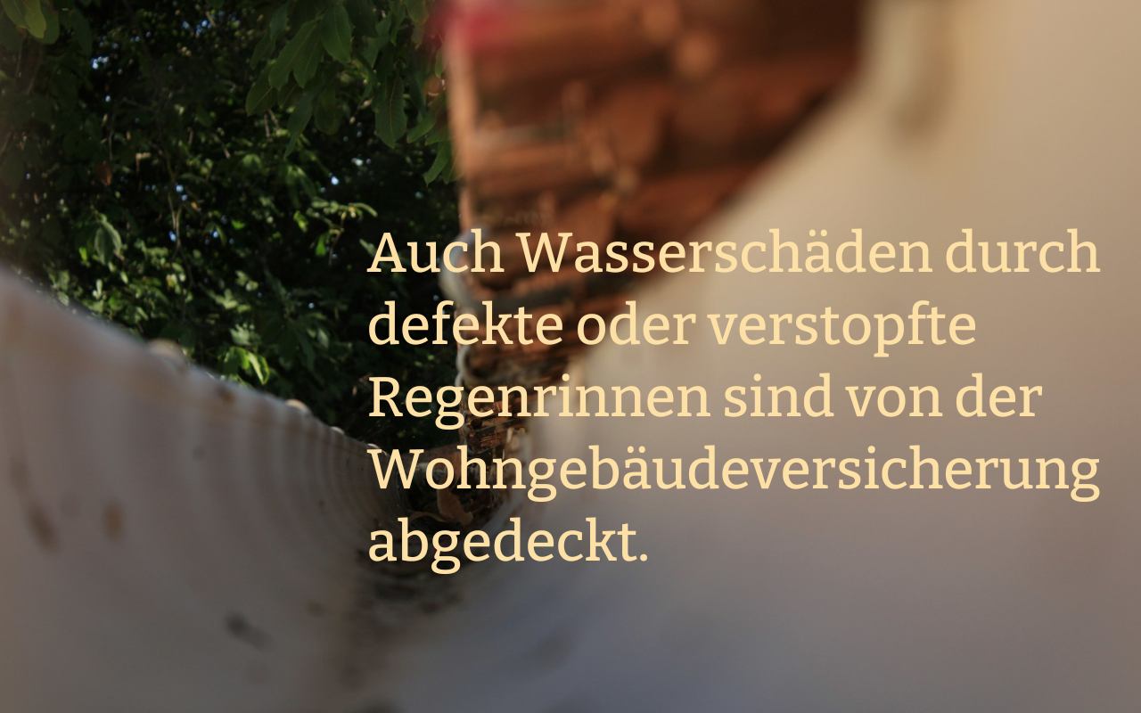 Die Wohngebäudeversicherung zahlt keine Wasserschaeden durch verstopfte Regenrinnen. | © Eléonore gautier / Unsplash Das Bild zeigt eine Regenrinne, die mit Laub verstopft ist. | © Eléonore gautier / Unsplash